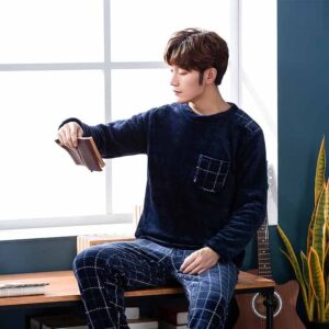 Blue Flannel Pyjama Set for Men