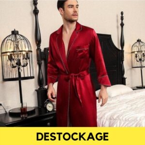 Red Silk Bathrobe for Men