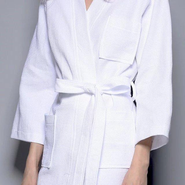 White Cotton Bathrobe for Women 3 White Cotton Bathrobe for Women - Image 3