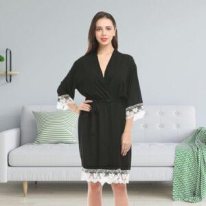 Short Black Bathrobe for Women