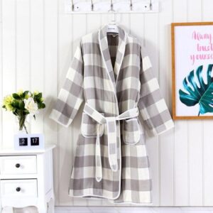 Flannel Checked Bathrobe for Women