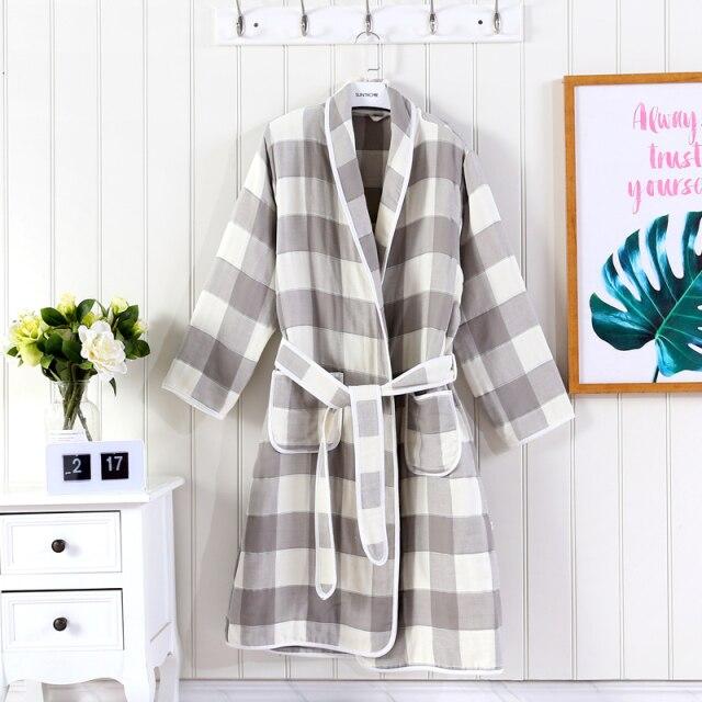 Flannel Checked Bathrobe for Women 1 Flannel Checked Bathrobe for Women