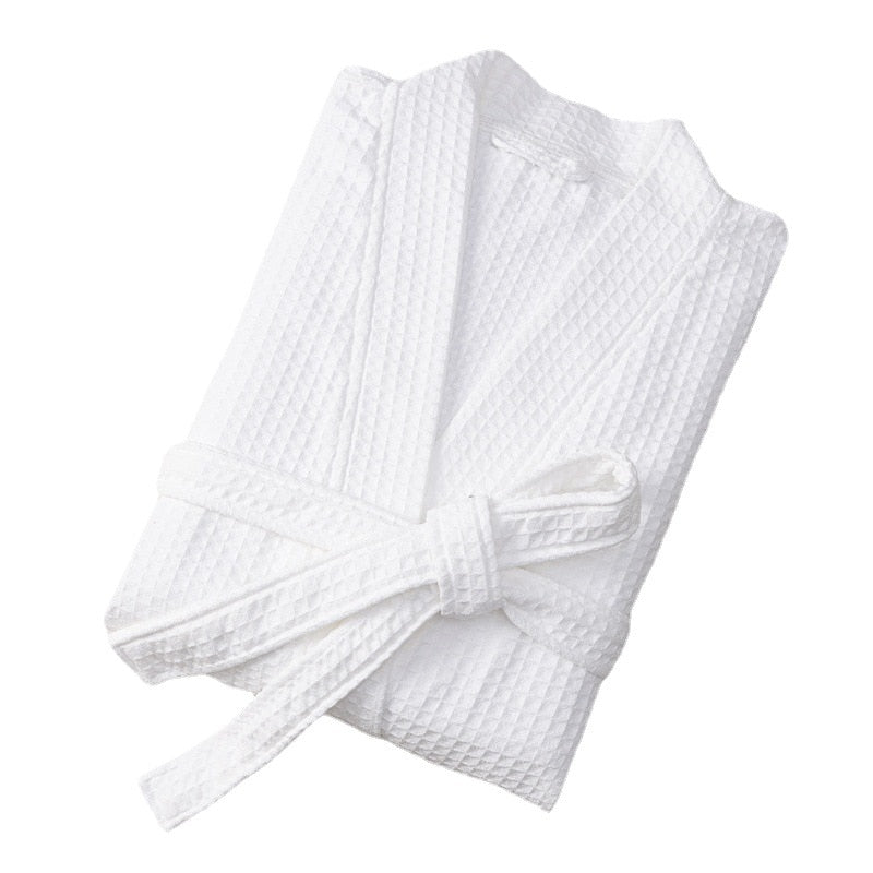 White Waffle Weave Dressing Gown for Men 1 White Waffle Weave Dressing Gown for Men