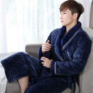Luxury Navy Velvet Bathrobe for Men