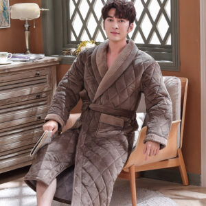 Luxury Brown Velvet Bathrobe for Men