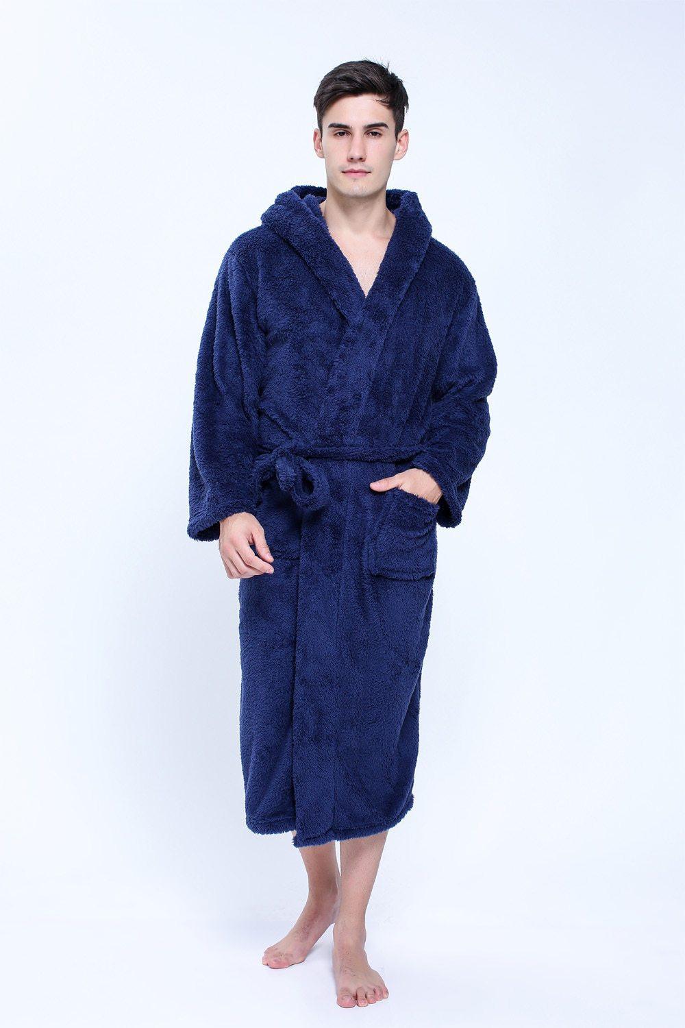 Fleece Bathrobe for Men - Hooded 2 Fleece Bathrobe for Men - Hooded - Image 2
