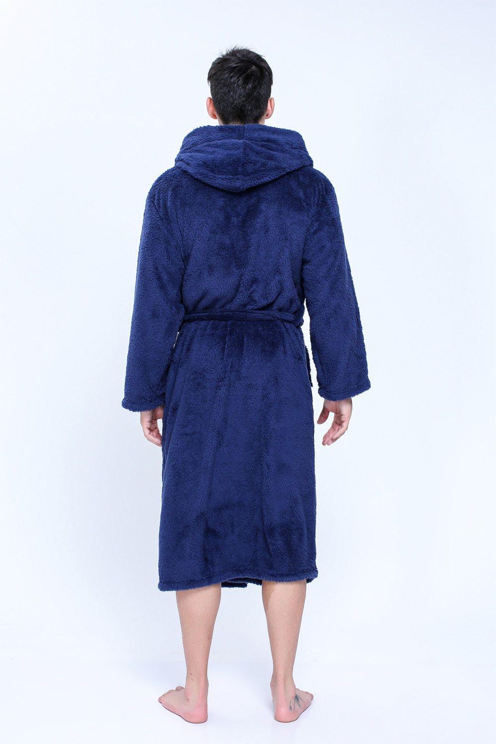 Fleece Bathrobe for Men - Hooded 3 Fleece Bathrobe for Men - Hooded - Image 3