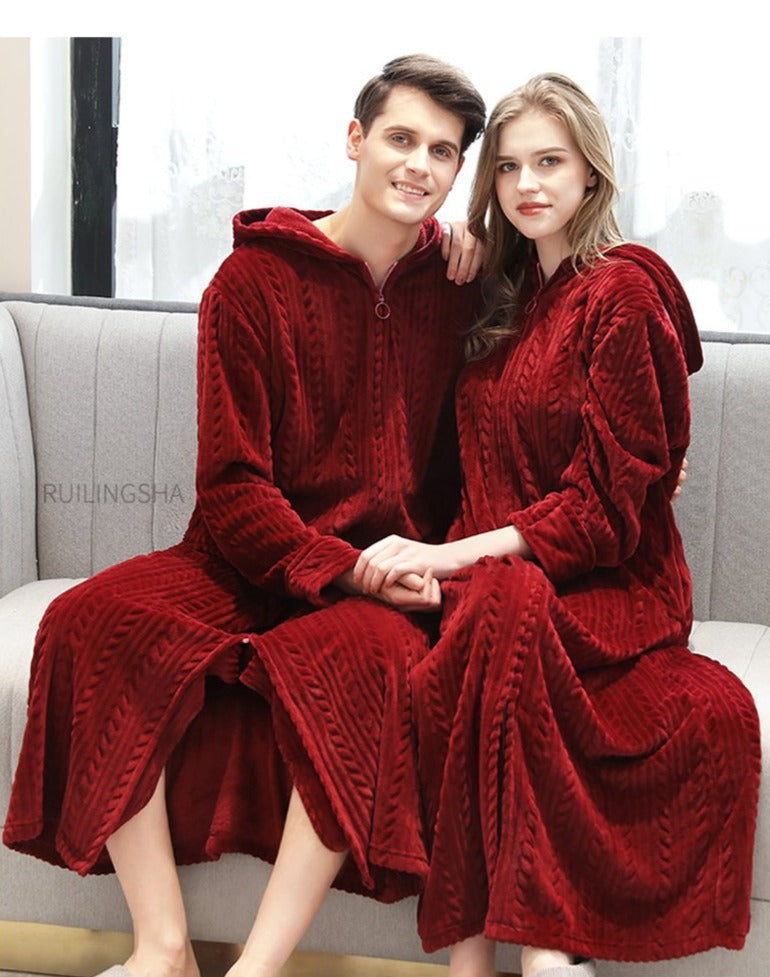 Red Fleece Dressing Gown for Men 2 Red Fleece Dressing Gown for Men - Image 2