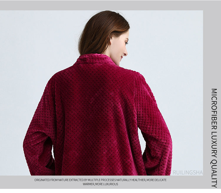 Red Fleece Dressing Gown for Men 3 Red Fleece Dressing Gown for Men - Image 3
