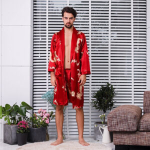 Red Satin Pyjama Set for Men