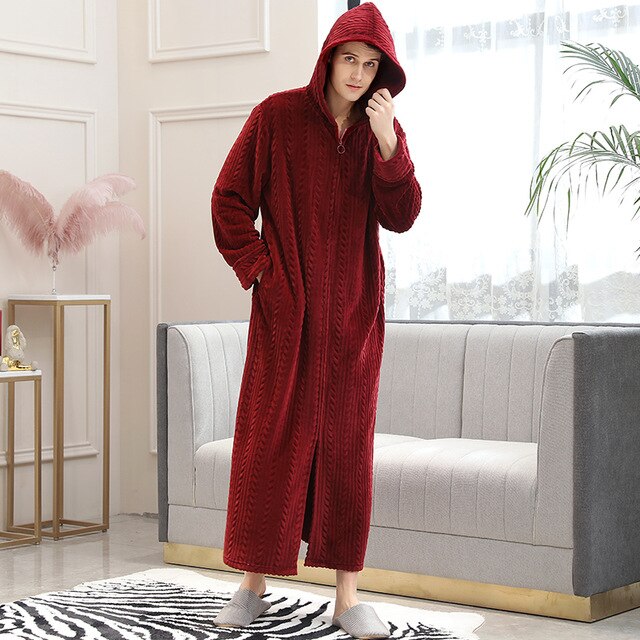 Red Fleece Dressing Gown for Men 1 Red Fleece Dressing Gown for Men