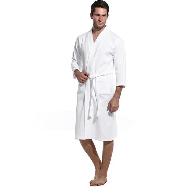 White Cotton Bathrobe for Men 1 White Cotton Bathrobe for Men