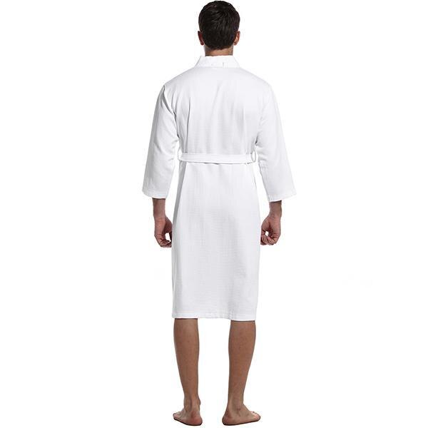 White Cotton Bathrobe for Men 3 White Cotton Bathrobe for Men - Image 3