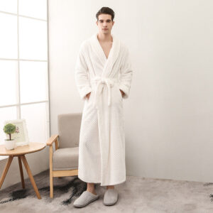 White Honeycomb Weave Bathrobe for Men