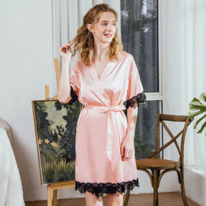 Lace-Trimmed Kimono Robe for Women