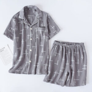 Gray Waffle Weave Short Pyjama Set for Men