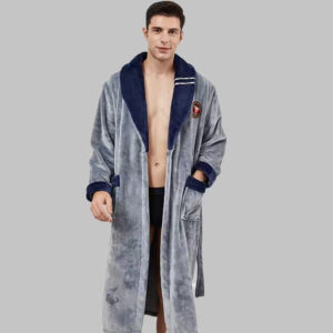 Gray Fleece Bathrobe for Men