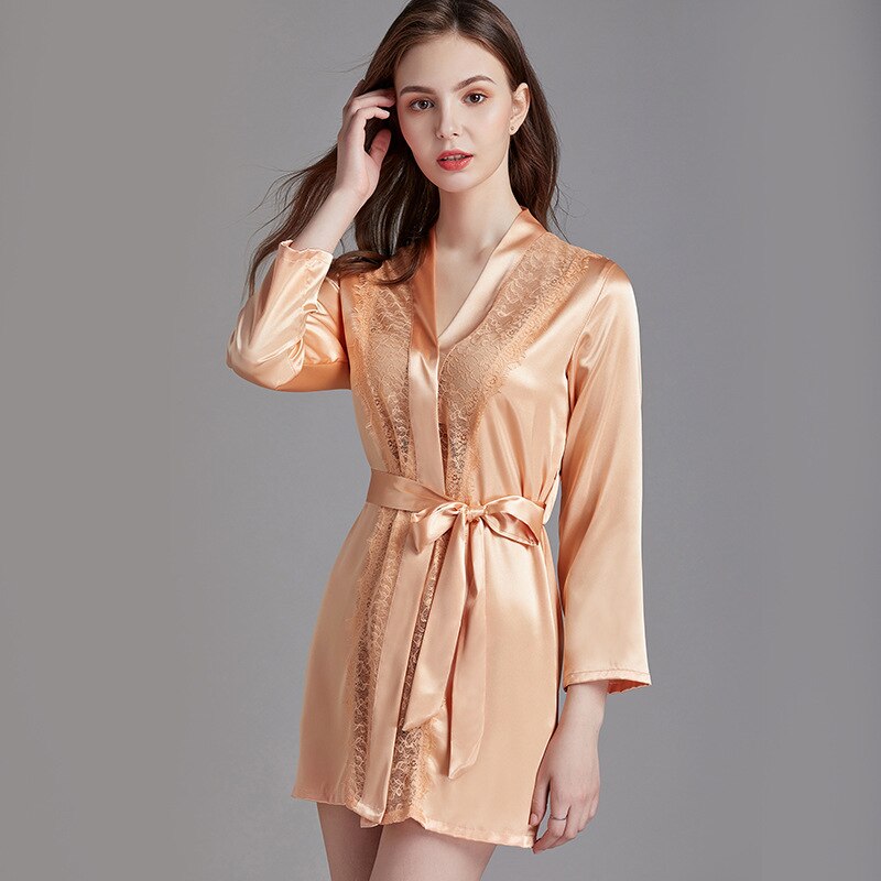 Short Satin Kimono Robe for Women 1 Short Satin Kimono Robe for Women