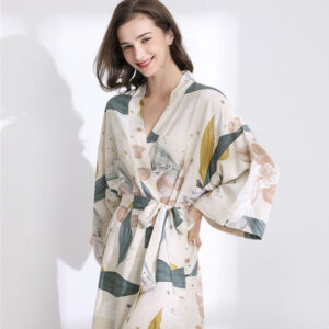 Summer-Weight Short Kimono Robe for Women