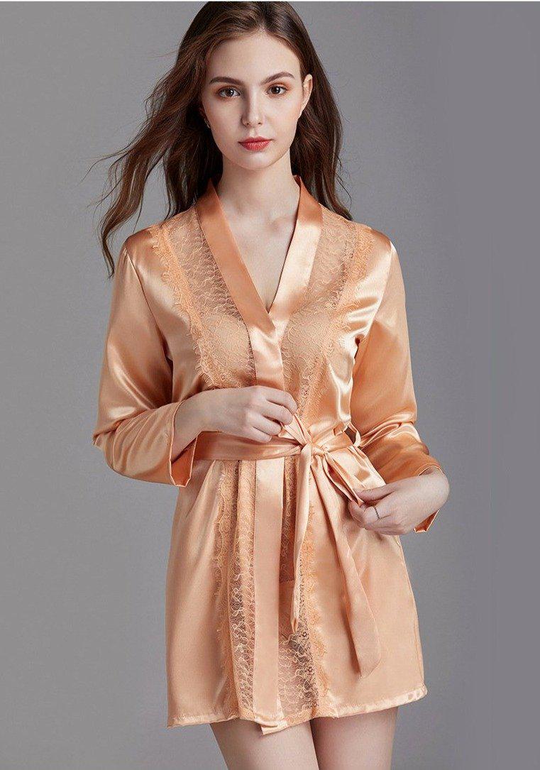 Short Satin Kimono Robe for Women 3 Short Satin Kimono Robe for Women - Image 3