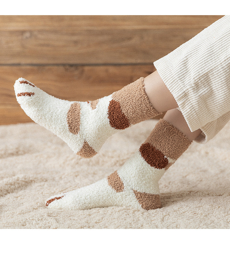 Cute Cat Motif Fleece Socks 2 Cute Cat Motif Fleece Socks - Image 2