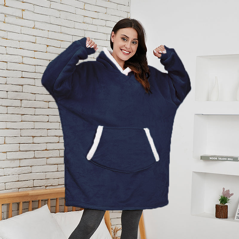 Navy Wearable Blanket Hoodie 3 Navy Wearable Blanket Hoodie - Image 3