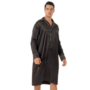 Black Satin Nightshirt for Men